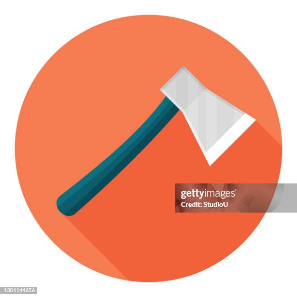 axe flat icon design - lumberjack stock illustrations