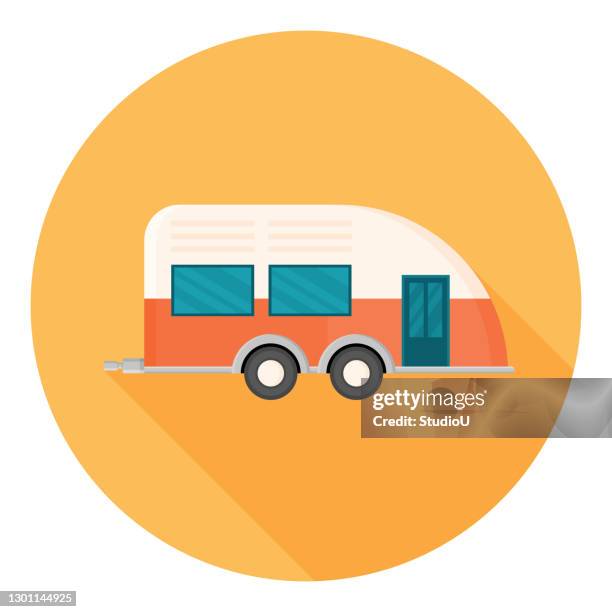 caravan flat icon - van driver stock illustrations