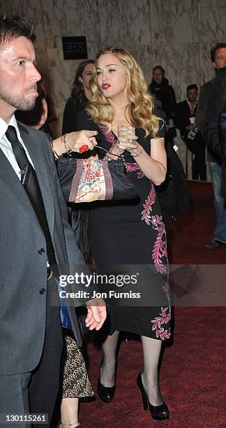 Film-maker Madonna attends the screening of 'W.E.' at The 55th BFI London Film Festival at Empire Leicester Square on October 23, 2011 in London,...