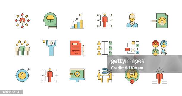 head hunting, candidates, staff, skills, choosing icon design - qualification round stock illustrations