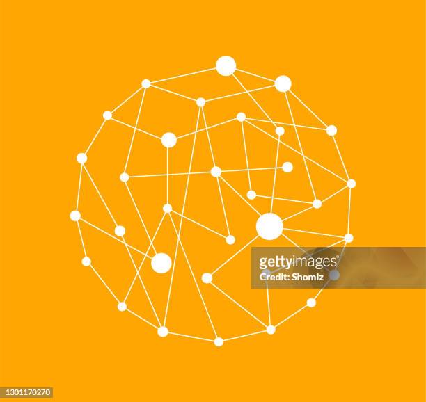 illustrazioni stock, clip art, cartoni animati e icone di tendenza di sfera astratti del globo wireframe, connessioni di rete con punti e linee - atomo