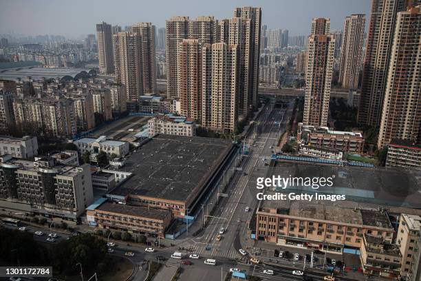The view of Huanan seafood market on February 9, 2021 in Wuhan, Hubei Province, China. The World Health Organization team tasked with investigating...