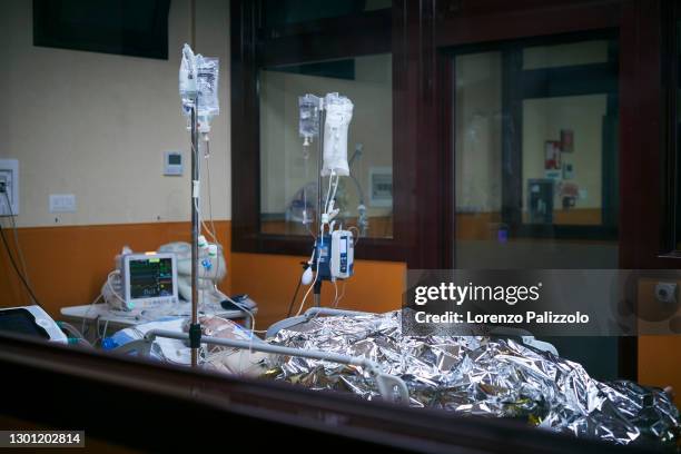 Patient inside the emergency room on February 08, 2021 in Palermo, Italy. A year after the start of the Covid-19 pandemic, hospitals are forced to...