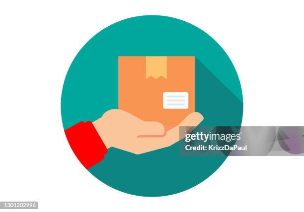 delivery service - man receiving gift stock illustrations