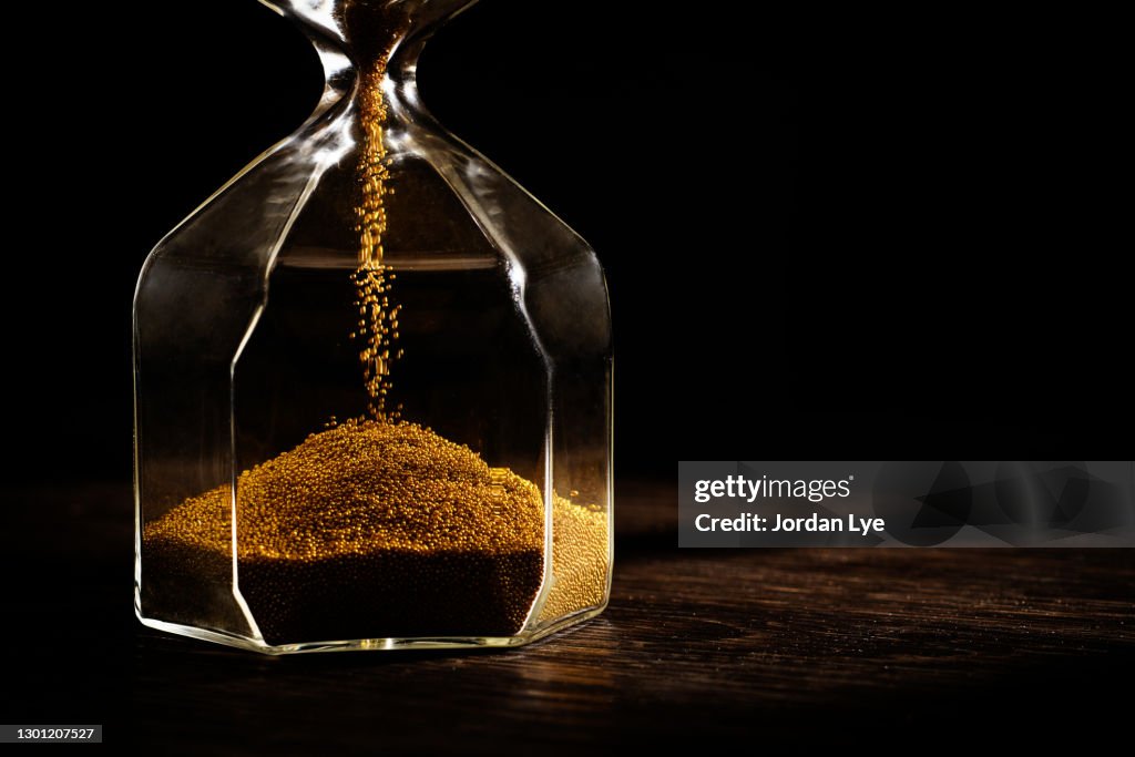 Hourglass with golden sand