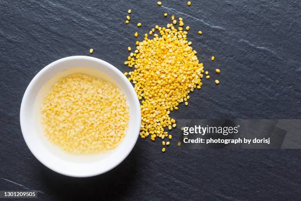 moong dahl soak in water - dal stock pictures, royalty-free photos & images