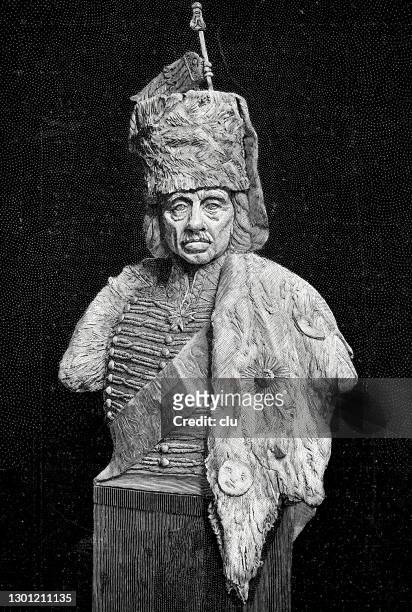 hans joachim von zieten, prussian cavalry general under frederick the great, bust - hans joachim von zieten stock illustrations