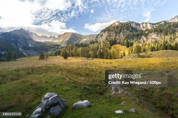 scenic view of landscape and mountains against sky,spital am pyhrn,austria - spital am pyhrn stock pictures, royalty-free photos & images