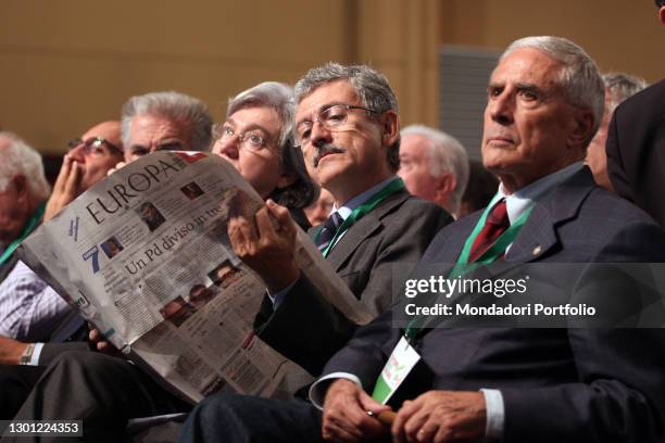 Politicians Nicola Latorre, Luigi Zanda, Rosy Bindi, Massimo D'Alema and Franco Marini at the National Convention of the Democratic Party . Rome ,...