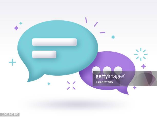 chat speech bubble communication - three dimensional stock illustrations