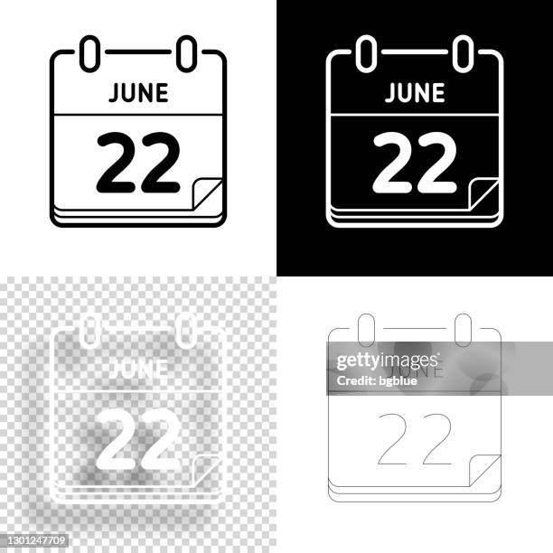 june 22. icon for design. blank, white and black backgrounds - line icon - june vector stock illustrations