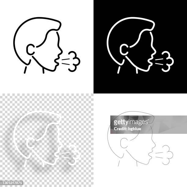 cough. icon for design. blank, white and black backgrounds - line icon - saliva bodily fluid stock illustrations
