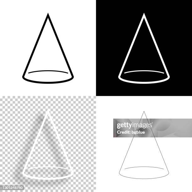 cone. icon for design. blank, white and black backgrounds - line icon - 3d cone shape stock illustrations