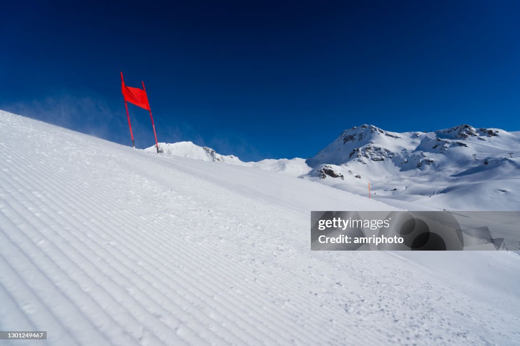 Empty ski racing course