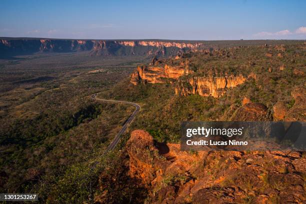 formazioni rocciose di arenaria chapada dos guimarães - plateau foto e immagini stock