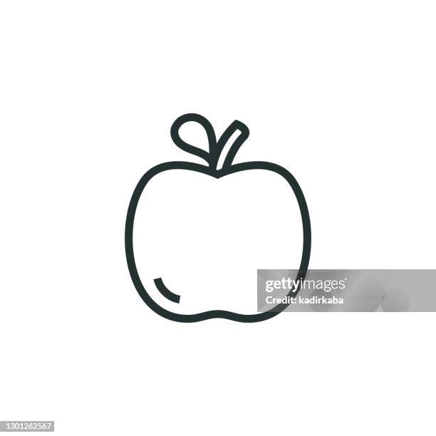 apple line icon - lychee stock illustrations