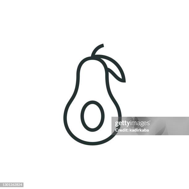 avocado line icon - lychee stock illustrations