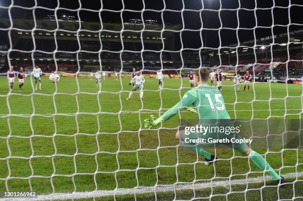 Junior Stanislas of AFC Bournemouth scores their team's second goal from the penalty spot past Bailey Peacock-Farrell of Burnley during The Emirates...