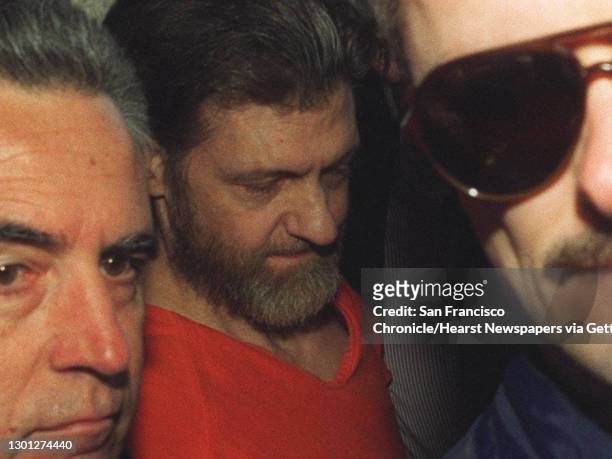 Theodore 'Ted' Kaczynski is led into the Federal Court building for his arraignment by federal marshals, Helena, Montana, April 4, 1996. He had been...