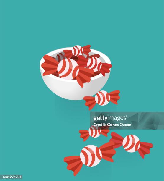 bowl of candy - sweet food icon - confectionery stock illustrations