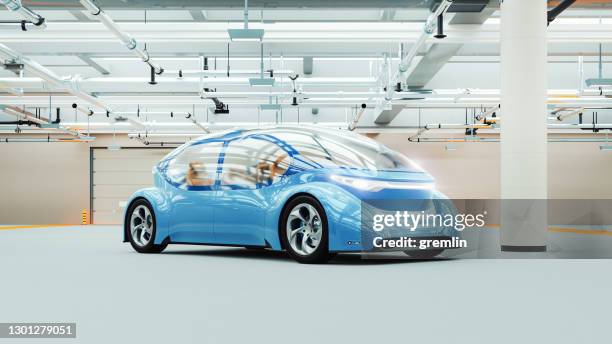 coche conceptual autónomo genérico - coche del futuro fotografías e imágenes de stock