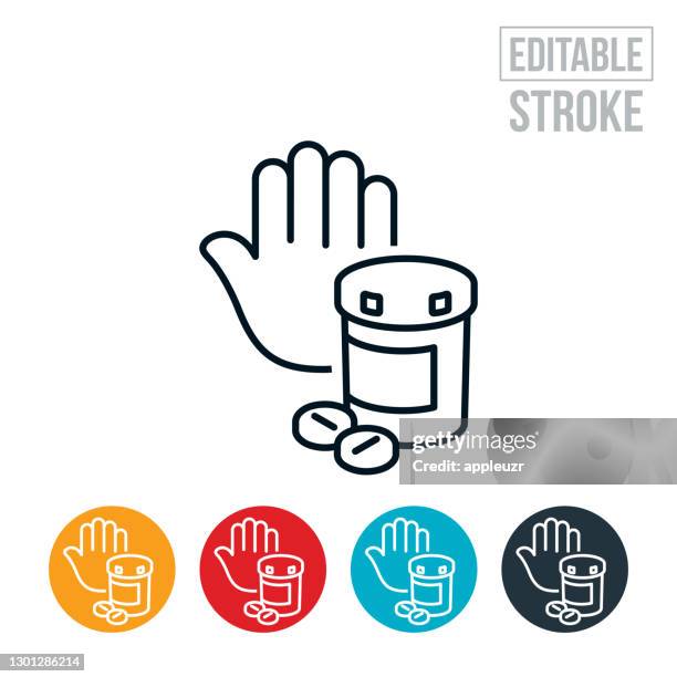 opioid prevention thin line icon - editable stroke - avoid temptation stock illustrations