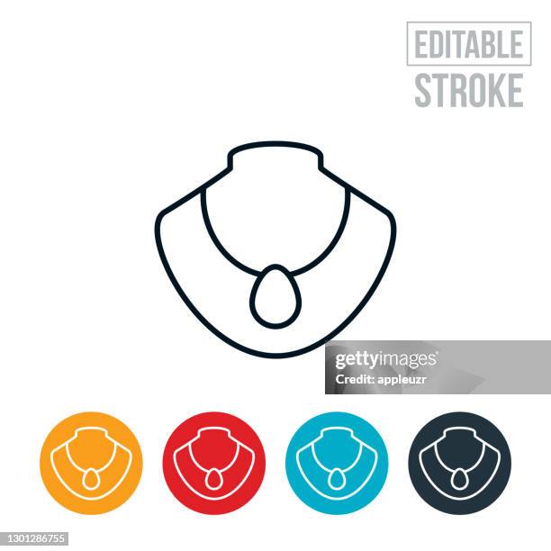 bildbanksillustrationer, clip art samt tecknat material och ikoner med halsband på display tunn linje ikon - redigerbar stroke - halsband