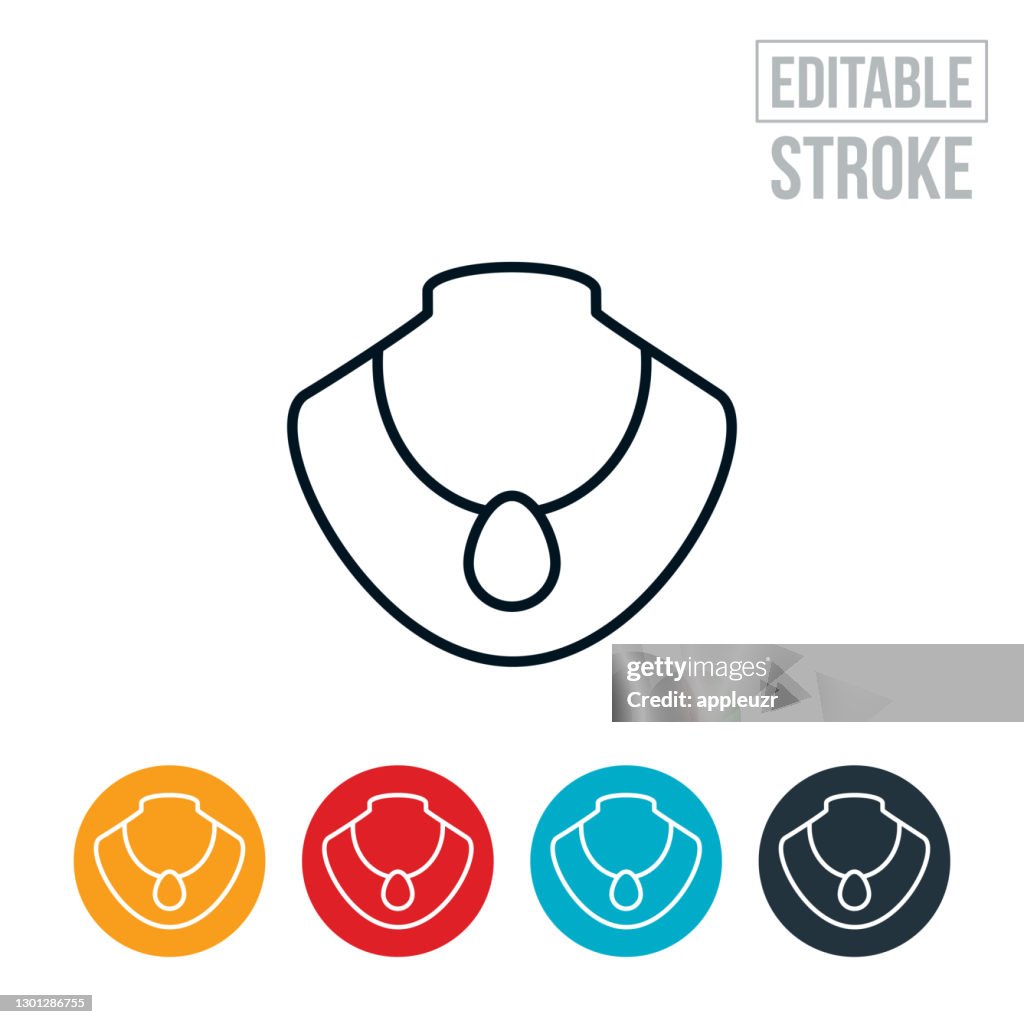 Necklace On Display Thin Line Icon - Editable Stroke