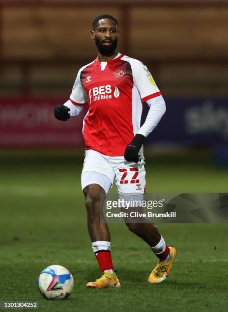 Janoi Donacien of Fleetwood in action during the Sky Bet League One match between Fleetwood Town and Doncaster Rovers at Highbury Stadium on February...