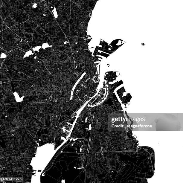 bildbanksillustrationer, clip art samt tecknat material och ikoner med köpenhamn, danmark vektorkarta - copenhagen