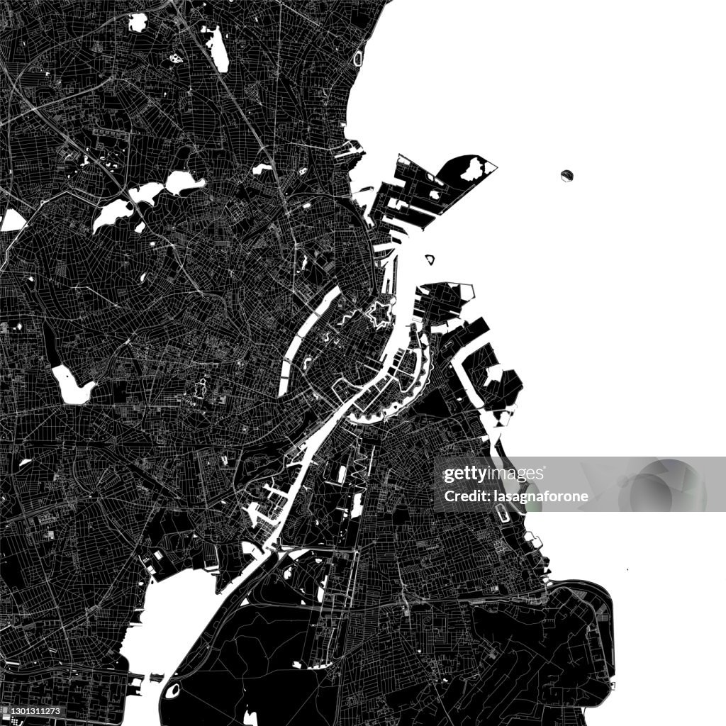 Copenhagen, Denmark Vector Map