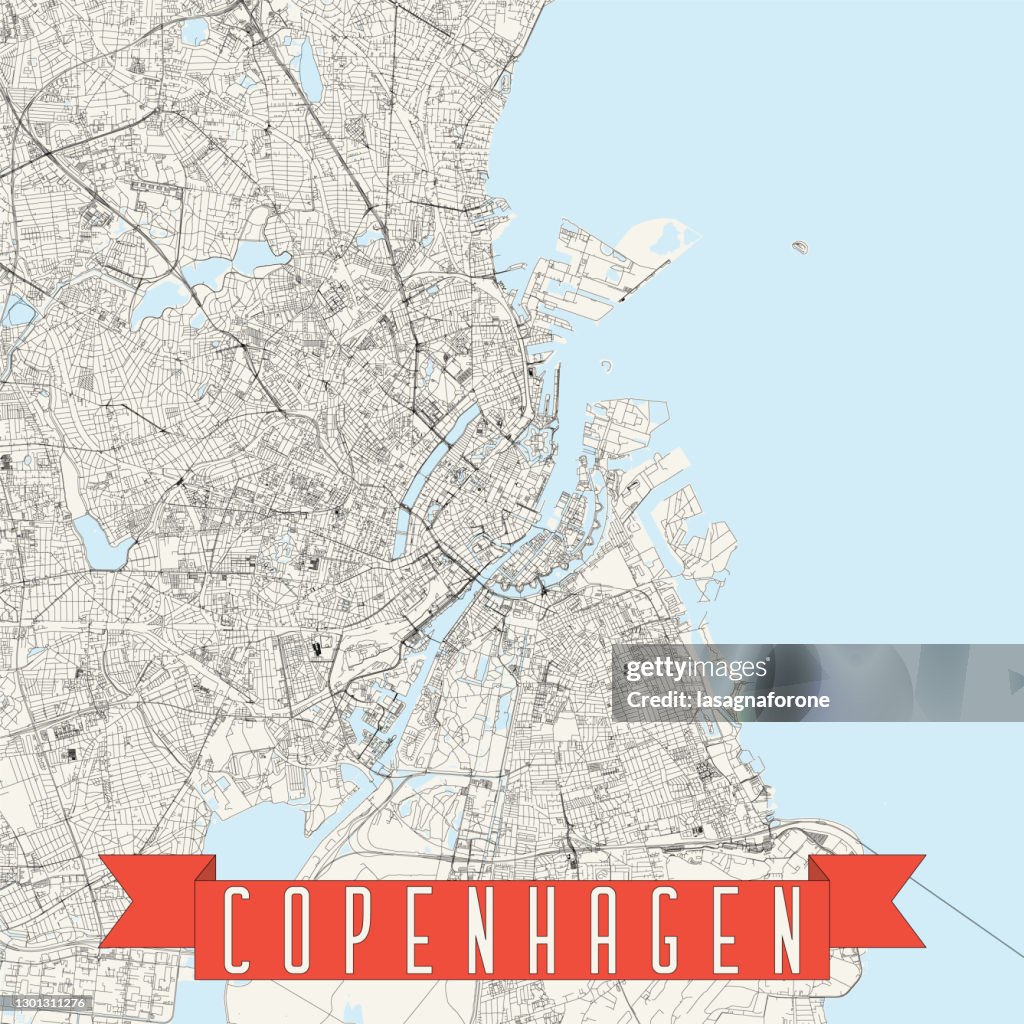 Copenhagen, Denmark Vector Map