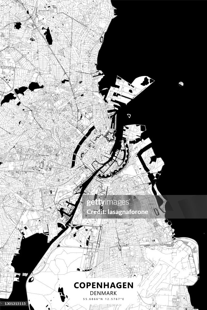 Copenhagen, Denmark Vector Map