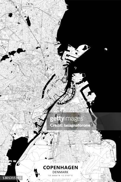 copenhagen, denmark vector map - copenhagen map stock illustrations