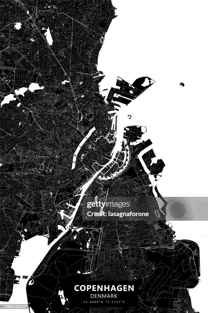 Copenhagen, Denmark Vector Map