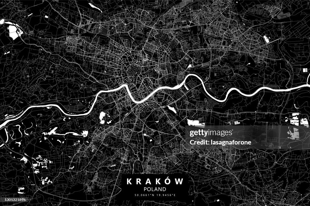 Krakow, Poland Vector Map