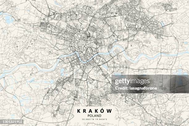 ilustraciones, imágenes clip art, dibujos animados e iconos de stock de mapa vectorial de cracovia, polonia - cracóvia