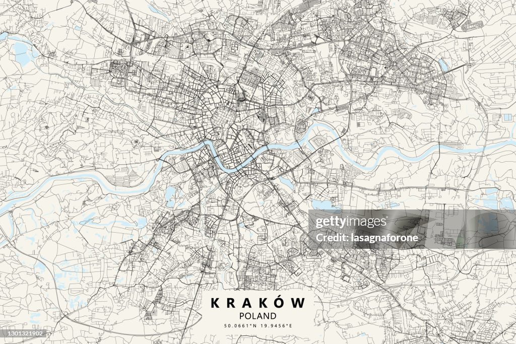 Krakow, Poland Vector Map