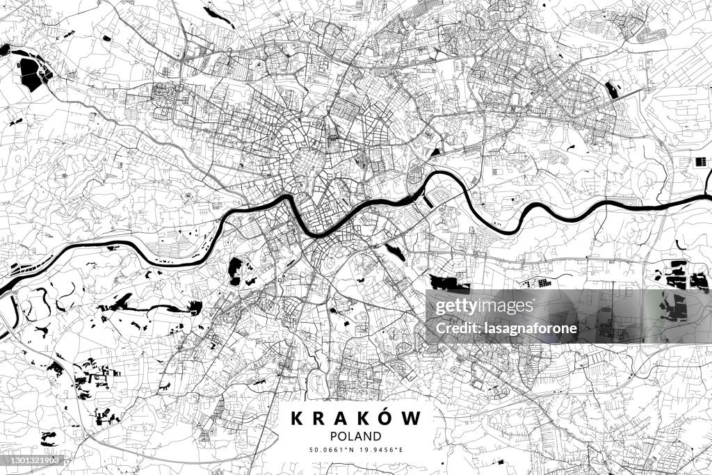 Krakow, Poland Vector Map