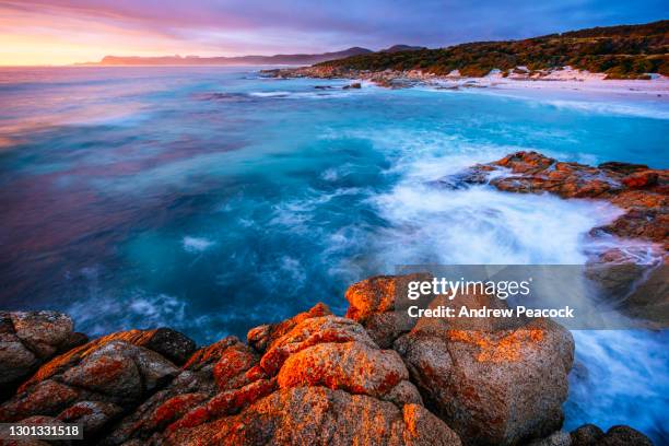 seascape at friendly beaches, freycinet national park. - tasmania landscape stock pictures, royalty-free photos & images