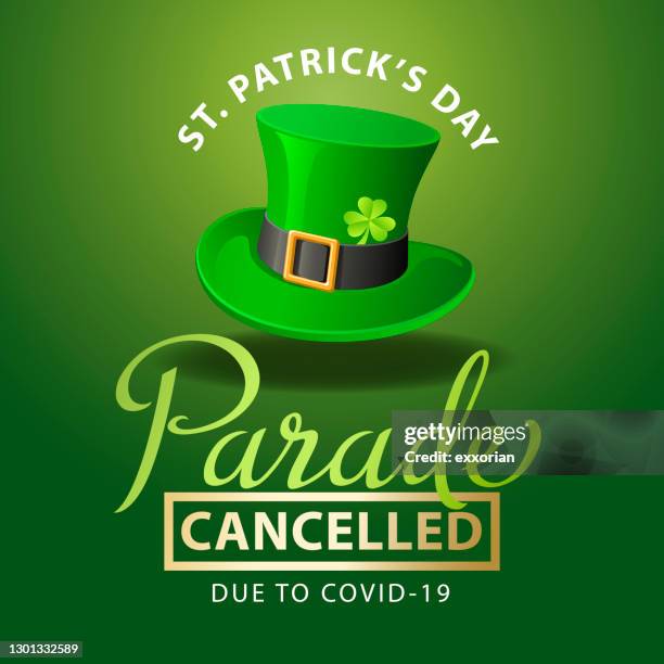 st patrick’s day parade cancelled - lockdown rules stock illustrations