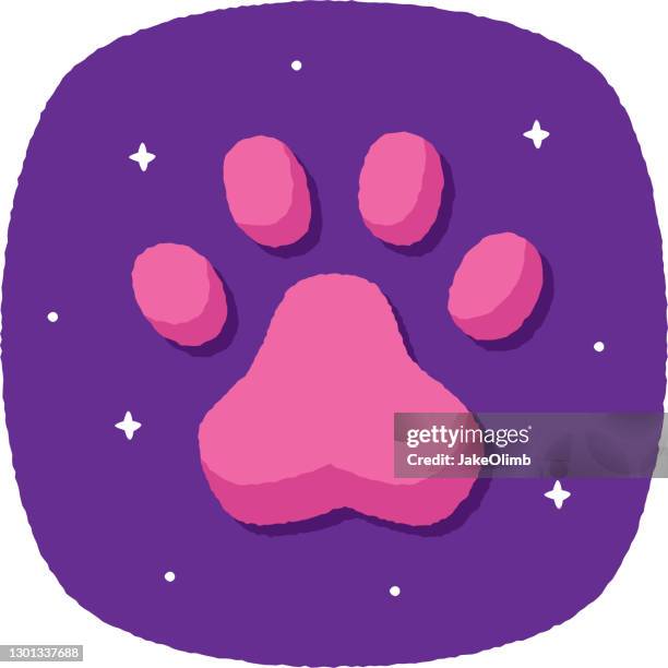 paw print doodle 4 - cat walking stock illustrations