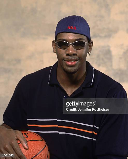 Maybyner "Nene" Hilario poses for a portrait before being drafted by the Denver Nuggets during the 2002 NBA Pre-Draft Portrait Shoot on June 25, 2002...