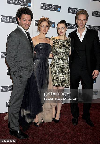 Actors Richard Coyle, Andrea Riseborough, Katie McGrath and James D'Arcy attend the Premiere of W.E. During the 55th BFI London Film Festival at...