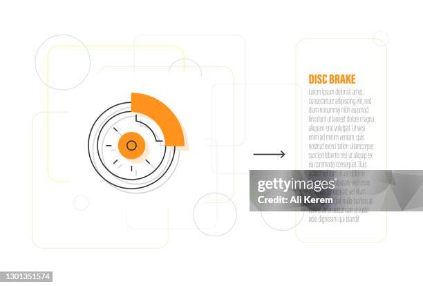 illustrazioni stock, clip art, cartoni animati e icone di tendenza di design dell'icona della linea del freno a disco - pezzo di ricambio