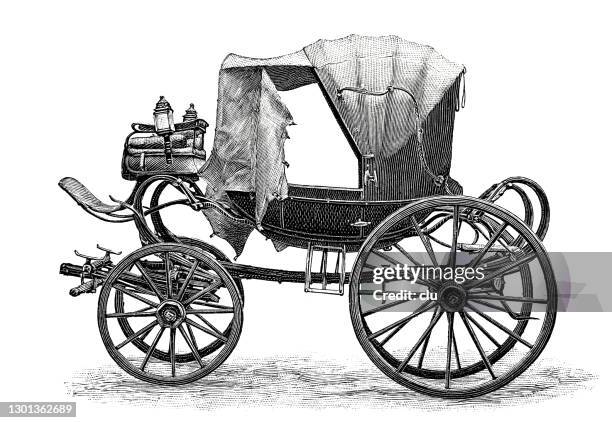 half-top carriage - horse cart stock illustrations