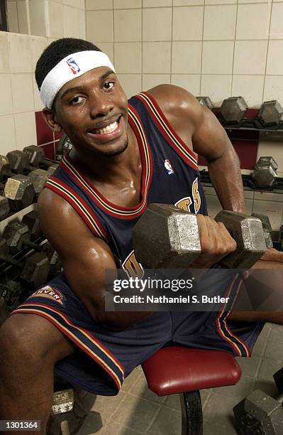 Nene Hilario of the Denver Nuggets poses for a portrait during the rookie photo shoot on August 4, 2002 at St. Peter's Prep in Jersey City, New...