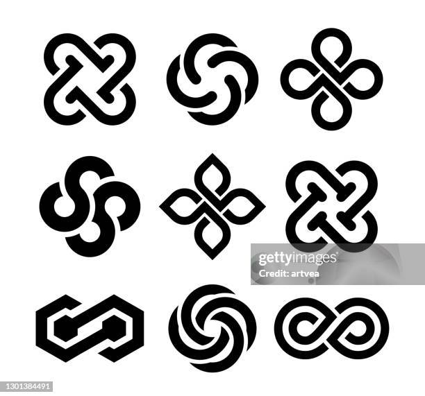 logo elements design set - kettenglied stock-grafiken, -clipart, -cartoons und -symbole