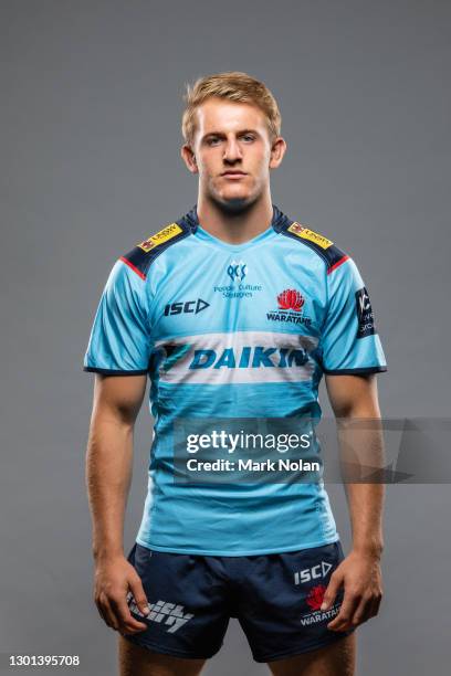 Joey Walton poses during the NSW Waratahs Super Rugby AU headshots session on February 10, 2021 in Canberra, Australia.