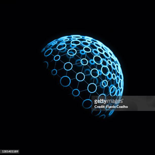 connected circles around globe concept - blockchain globe stock pictures, royalty-free photos & images